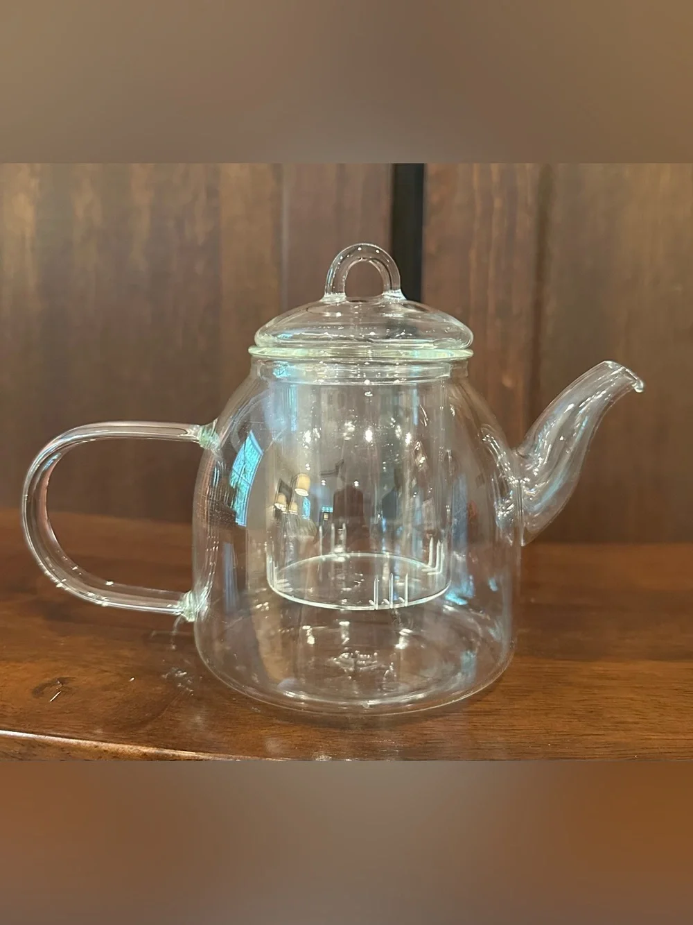 Vintage tea infuser pot • glass • unique handle